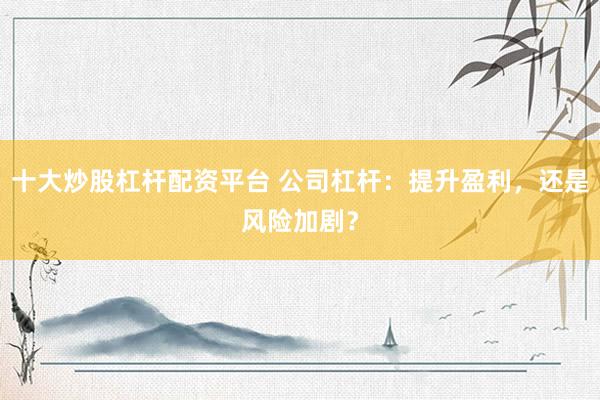 十大炒股杠杆配资平台 公司杠杆：提升盈利，还是风险加剧？