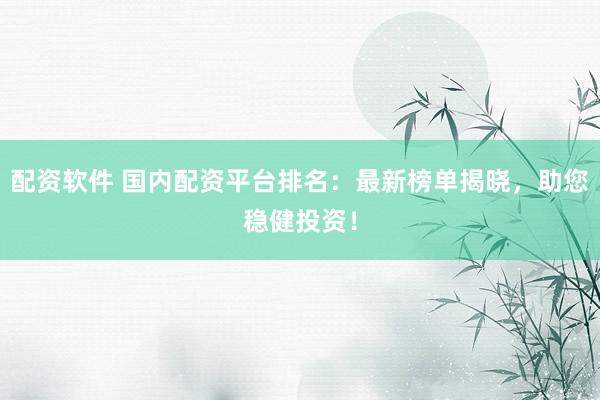 配资软件 国内配资平台排名：最新榜单揭晓，助您稳健投资！
