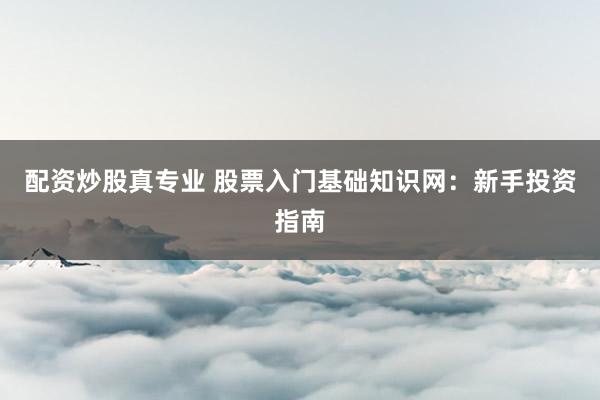 配资炒股真专业 股票入门基础知识网：新手投资指南