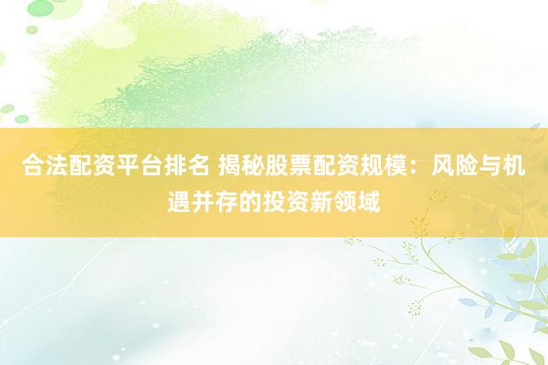 合法配资平台排名 揭秘股票配资规模：风险与机遇并存的投资新领域