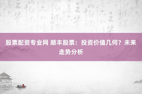 股票配资专业网 顺丰股票：投资价值几何？未来走势分析