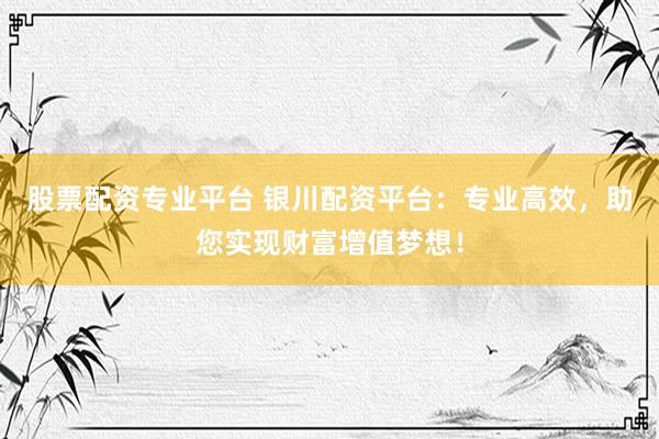 股票配资专业平台 银川配资平台：专业高效，助您实现财富增值梦想！