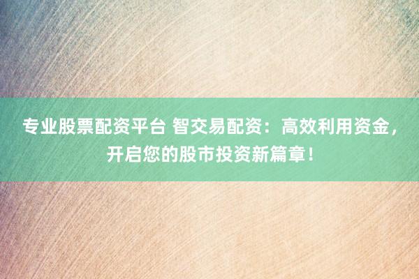 专业股票配资平台 智交易配资：高效利用资金，开启您的股市投资新篇章！