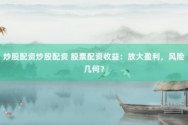 炒股配资炒股配资 股票配资收益:放大盈利,风险几何?