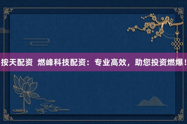 按天配资  燃峰科技配资：专业高效，助您投资燃爆！