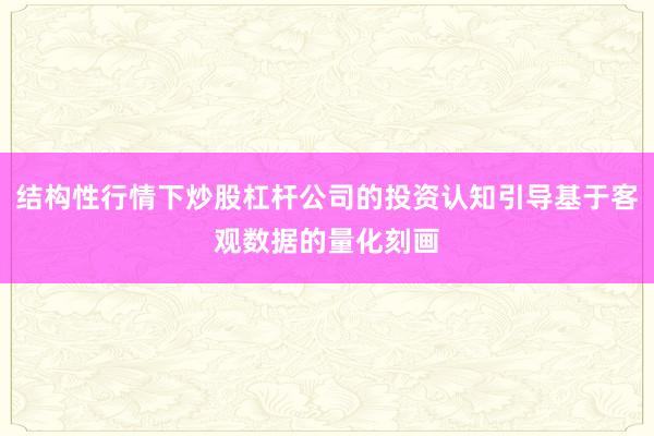 结构性行情下炒股杠杆公司的投资认知引导基于客观数据的量化刻画