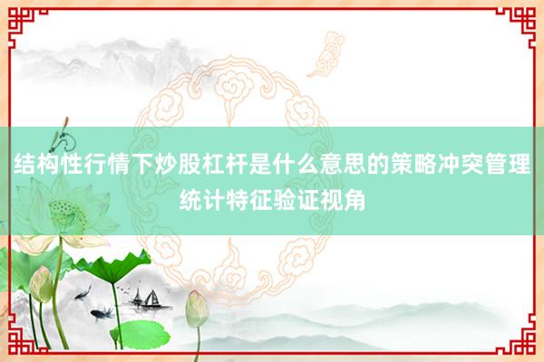 结构性行情下炒股杠杆是什么意思的策略冲突管理统计特征验证视角