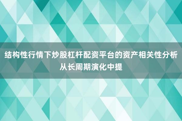 结构性行情下炒股杠杆配资平台的资产相关性分析从长周期演化中提