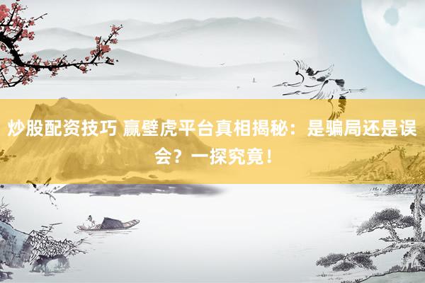 炒股配资技巧 赢壁虎平台真相揭秘：是骗局还是误会？一探究竟！