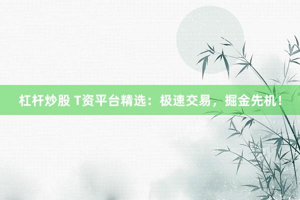 杠杆炒股 T资平台精选：极速交易，掘金先机！